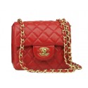 Imitation Chanel mini Classic Flap Bag Red Leather 1115 Gold Chain HY14069ye39