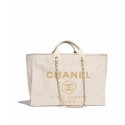 Imitation Chanel Original Canvas Leather Tote Shopping Bag 92298 Offwhite HY14952SU58