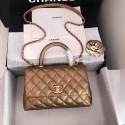 Imitation Chanel original Caviar leather flap bag top handle A92290 bronze&Gold-Tone Metal HY22663uq94