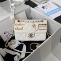 Imitation Chanel Original Leather Pearl Hairpin Badge Bag AS2979 White HY7700QN34