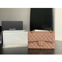 Imitation Chanel Small Classic Handbag Sheepskin Gold-Tone Metal A01113 Taupe HY3497Dl40