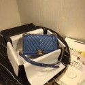 Imitation Fashion Chanel Le Boy Flap Shoulder Bag Original Leather Blue V67086 Gold HY15999kd19