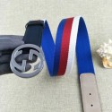 Imitation Gucci 40mm Leather Black Belt GG57560 Silver HY16667Oz49