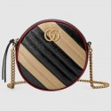 Imitation Gucci GG Marmont mini round shoulder bag 550154 Beige and black HY1003RC38