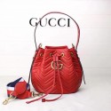 Imitation Gucci GG Marmont Quilted Leather Bucket Bag 476674 Red HY27034lH78