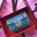 Imitation Gucci GG Marmont Velvet Super Mini Bag 476433 SkyBlue HY17260EY79