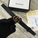 Imitation Gucci Leather belt with crystal Double G buckle G22555 black HY12434lH78