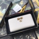 Imitation Gucci Leather zip around wallet with bow 524291 White HY14438AI36