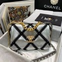 Imitation High Quality chanel 19 flap bag AS1160 Silver & Black HY13673Bo39