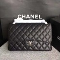 Imitation High Quality Chanel Flap Shoulder Bags Black Original Calfskin Leather CF1113 Silver HY12578Bo39