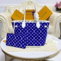 Imitation High Quality Louis Vuitton Original Leather Monogram Canvas Neverfull MM M46220 Blue HY18308HH94