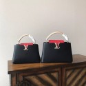 Imitation Louis vuitton original taurillon leather Capucines PM M48865 black &red &white HY4227Dl40