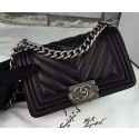 Imitation Top Boy Chanel mini Flap Bag Original Chevron Sheepskin Leather A5707 Black HY21942tr16