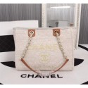 Knockoff AAAAA Chanel Canvas Shopping Bag Calfskin & Silver-Tone Metal A23556 creamy HY17519Jc39