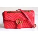 Knockoff Best Gucci GG Marmont Matelasse Shoulder Bag 443497 Red HY2836sm35
