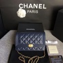 Knockoff Boy Chanel WOC Flap Bag Original Calfskin Leather CHA6040 Blue HY16820Lg61