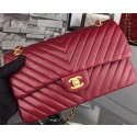 Knockoff Chanel 2.55 Series Flap Bag Burgundy Lambskin Chevron Leather A5023 Gold HY3194eF76