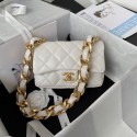 Knockoff Chanel 2022SS Small Flap Bag Lambskin & Gold-Tone Metal AS3214 White HY8463JF45