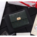Knockoff Chanel Calfskin Leather & Gold-Tone Metal A80734 Blackish green HY21037yN38