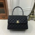 Knockoff Chanel Caviar Leather Black Top Handle Bag 92991 Glod HY15054tp21