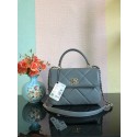 Knockoff Chanel CC original lambskin top handle flap bag A92236 dark gray&Gold-Tone Metal HY18881tU76