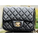 Knockoff Chanel Classic MINI Flap Bag Black Sheepskin A37585 Gold HY26369tp21