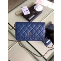 Knockoff Chanel classic wallet on chain Grained Calfskin & gold-Tone Metal 33814 Pearlescent blue HY3393ch31