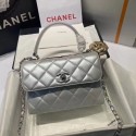 Knockoff Chanel flap bag with top handle AS2215 Silver HY9634vf92