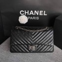 Knockoff Chanel Flap Original Cowhide Leather 30225 black Silver chain HY25958WW40