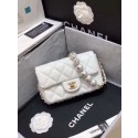 Knockoff Chanel Flap Original Sheepskin Leather mini pearl cross-body bag cf1116 White HY19427fY84