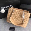 Knockoff Chanel LE Boy Grand Shopping Tote Bag GST Apricot Cannage Pattern A50995 Silver HY21647iV87