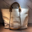 Knockoff Chanel Medium Canvas Tote Shopping Bag 55699 off-white HY12485Bt18