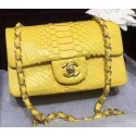 Knockoff Chanel mini Classic Flap Bag Original Snake Leather A1116 Yellow HY13594tp21