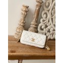 Knockoff Chanel MINI FLAP BAG Lambskin & Gold-Tone Metal AP81210 WHITE HY3353JF45