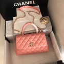 Knockoff Chanel original Caviar leather flap bag top handle A92290 pink&Gold-Tone Metal HY20896NL80