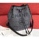 Knockoff CHANEL Tweed Calfskin drawstring bag & Gold-Tone Metal AS0455 grey HY13587fY84