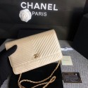 Knockoff Chanel WOC Flap Shoulder Bag Gold Calfskin Leather A33814 Gold HY12311tU76