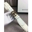 Knockoff Gucci 34mm Leather Belt GG57001 White HY18280Lg61