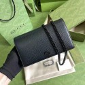 Knockoff Gucci GG Marmont chain wallet 497985 black HY5185Bt18