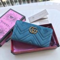 Knockoff Gucci GG Marmont Velvet Zip Around Wallet 443123 SkyBlue HY26059vf92