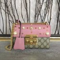 Knockoff Gucci Padlock Studded Leather Shoulder Bag 432182A Pink HY440Bt18