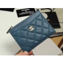 Knockoff High Quality Chanel classic card holder Grained Calfskin & Gold-Tone Metal A84105 blue HY19921FA65