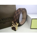 Louis Vuitton Damier Ebene Canvas Belt LV2050 Gold HY15094uZ84