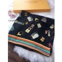 Louis Vuitton silk Scarf M71429 black&green HY428fo19