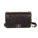 Luxury Boy Chanel Flap Shoulder Bags Black Cannage Pattern Leather A67086 Silver HY961UV86