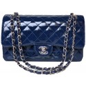 Luxury Chanel 2.55 Series Flap Bag Blue Patent Leather A1112 Silver HY4809kp43