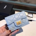 Luxury Chanel classic wallet Calfskin & Gold-Tone Metal A80234 light blue HY26062QT69