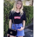 Luxury Gucci GG Marmont Chevron Velvet Shoulder Bag 443497 Black HY17804Lv15