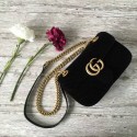 Luxury Gucci GG Marmont Suede Leather Mini Shoulder Bag 446744 Black HY14466UV86