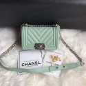 Luxury Replica Chanel Leboy Original Caviar leather Shoulder Bag A67085 Light green silver chain HY10730vv50